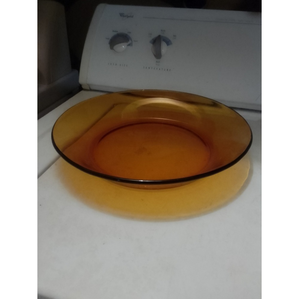 Vintage 1970's Duralex Low Salad Bowl Honey Amber Color 11" X 11" X 3" Deep - Picture 2 of 5